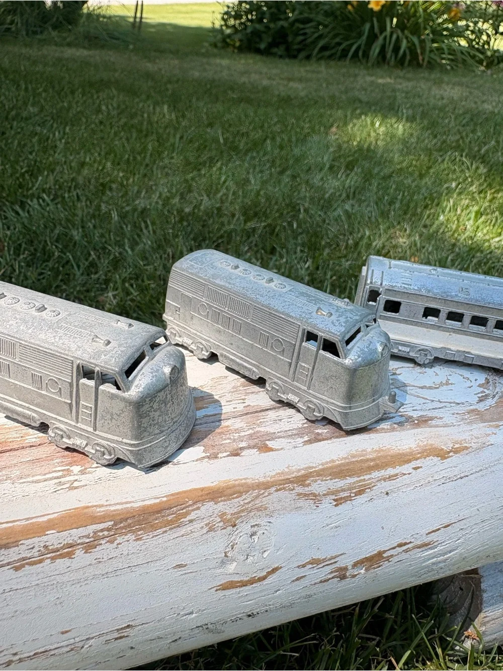 Vintage Midgetoy Silver Train Car - Set of 5